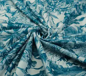 Włoska bawełna cienka drukowana - niebieska
