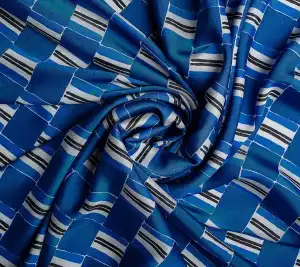  Niebieska morska krata. Włoska tkanina