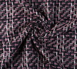 Tkanina wełniana typu chanel - czarno różowa 