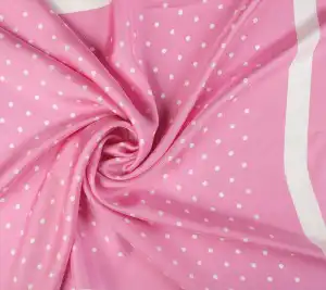 Jedwab twill - chusta 68*68 - białe kropeczki na różowym tle