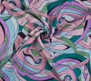 Żakardowa satyna jedwabna Pucci - różowy geometryczny wzór 