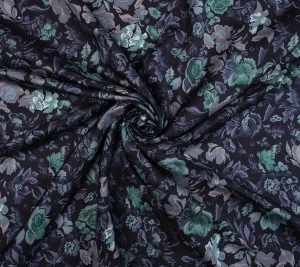 Jedwab twill - zimne kwiaty 