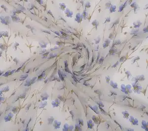 Szyfon jedwabny - fioletowe kwiaty 