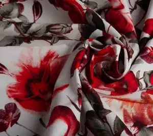 Bawełna drukowana - czerwone duże kwiaty