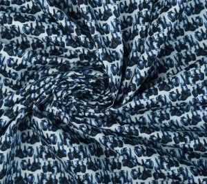 Bawełna drukowana twill – biel i granat 