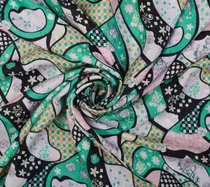 Jedwabny żakard z bawełną pastelowa abstrakcja 