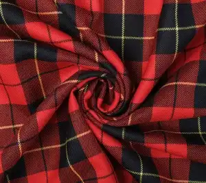 Wełna kostiumowa szkocka kratka – czerwono – czarna 
