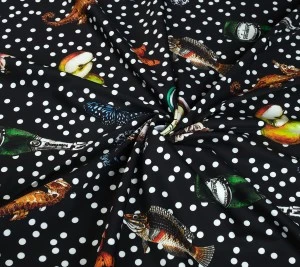 Mięsista śliska wiskoza z elastanem – frutti do mare Resztka 20 cm x 132 cm