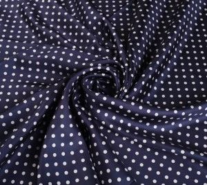 Jedwab twill w groszki – granatowy