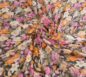 Szyfon jedwabny - kolorowe kwiaty 