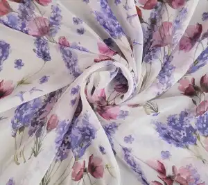  Szyfon jedwabny – fioletowe kwiaty Provence 
