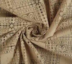 Włoska koronka bawełniana matowa – patchwork chameau