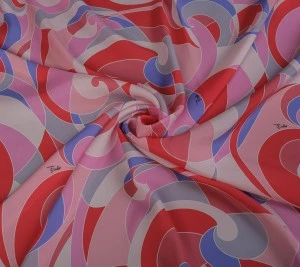 Satyna jedwabna elastyczna Pucci - geometryczny wzór Resztka 40 cm x 140 cm