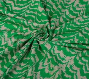Bawełna popelina elastyczna zielony wzór