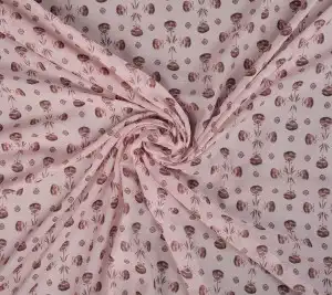 Batyst bawełna z jedwabiem - kwiaty na różu 