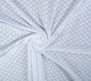 Włoska bawełna haftowana - drobne białe kwiaty