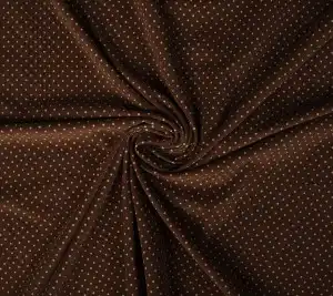 Elastyczny drobny sztruks bawełniany w groszki – brąz