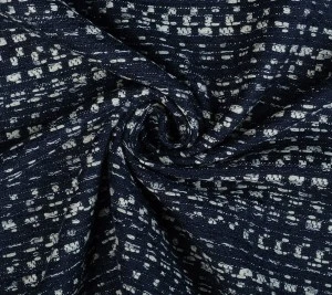 Tweed bawełniany – navy & white Resztka 107 cm x 125 cm