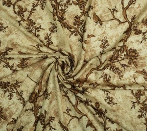  Wiskoza drukowana - ptaki na drzewach Resztka 80 cm x 146 cm