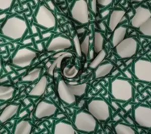 Jedwab twill zielone węzły – off white Resztka 130 cm x 140 cm