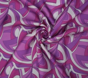 Jedwab twill Pucci – fuksjowa abstrakcja Resztka 20 cm x 140 cm