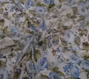 Batyst bawełniany w stylu Zimmerman - niebieskie kwiaty 