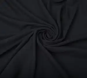 Wełniana krepa - czarna  Resztka 55 cm x 158 cm