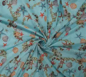 Batyst bawełniany haftowany – motyw morski