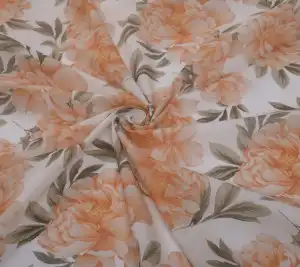 Batyst bawełniany w stylu Zimmerman - brzoskwiniowe kwiaty 
