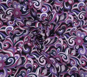 Jedwabna satyna Pucci matowa - fioletowa abstrakcja 
