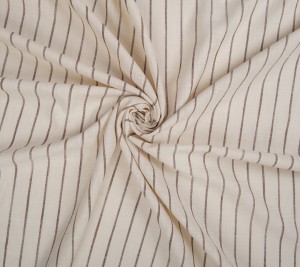 Tkanina lniana kostiumowa – paski na beżowym tle