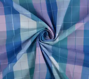 Cienka bawełna - błękitna krata Resztka 90 cm x 150 cm