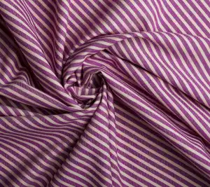 Tkanina bawełniana - fioletowe paski - resztka 132 cm x 150 cm
