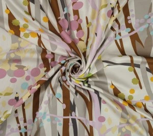 Jedwab twill geometria drzew - PANEL 140 cm x 140 cm