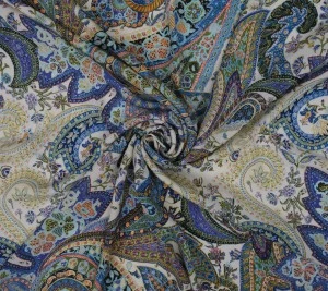 Podwójna krepa jedwabna w orientalny wzór paisley