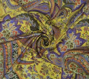 Podwójna krepa jedwabna w orientalny wzór paisley