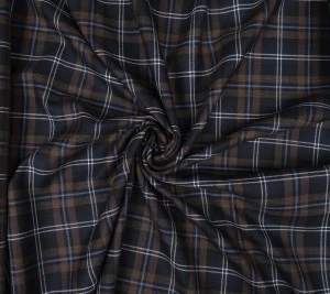 Wełna kostiumowa - granatowo-brązowa krata