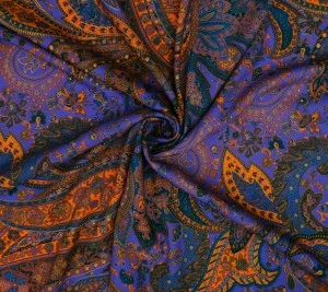 Wełna kostiumowa we wzór paisley  - fioletowa
