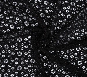 Koronka bawełniana z koralikami - czarna