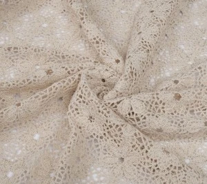 Koronka bawełniana z koralikami - beżowa