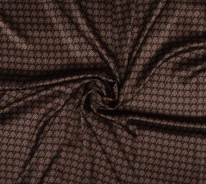 Satyna jedwabna z elastanem – wzór geometryczny brąz