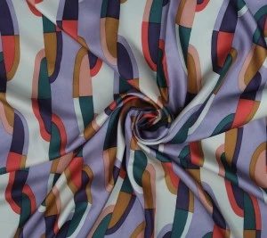Jedwab twill 100%  - geometryczny wzór Resztka 17cm x 140 cm