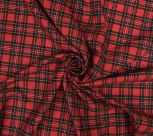 Wełna kostiumowa - czerwona drobna szkocka krata