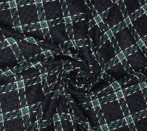 Tkanina chanel - zielona krata Resztka 40 cm x 140 cm