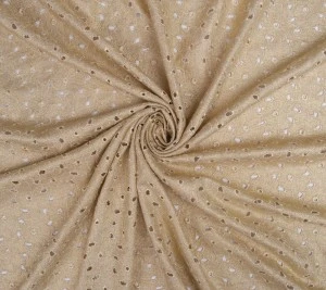 Wiskoza z lnem - ażurowe kwiaty ze złotem