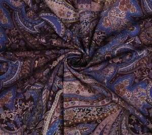 Wełna kostiumowa we wzór paisley  - fioletowa 