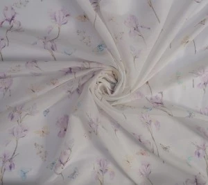 Batyst bawełniany z  jedwabiem - irysy i motyle