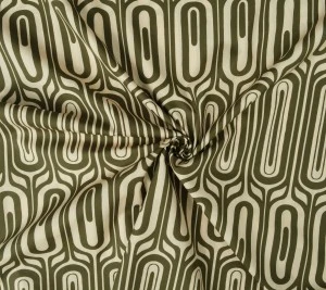 Popelina bawełniana – nowoczesny print w odcieniach oliwki