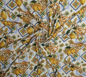 Wiskoza o splocie krepowym - Amalfi lemons