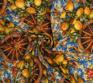 Jedwab cienki krepdeszyn  – Cytryny Sycylii